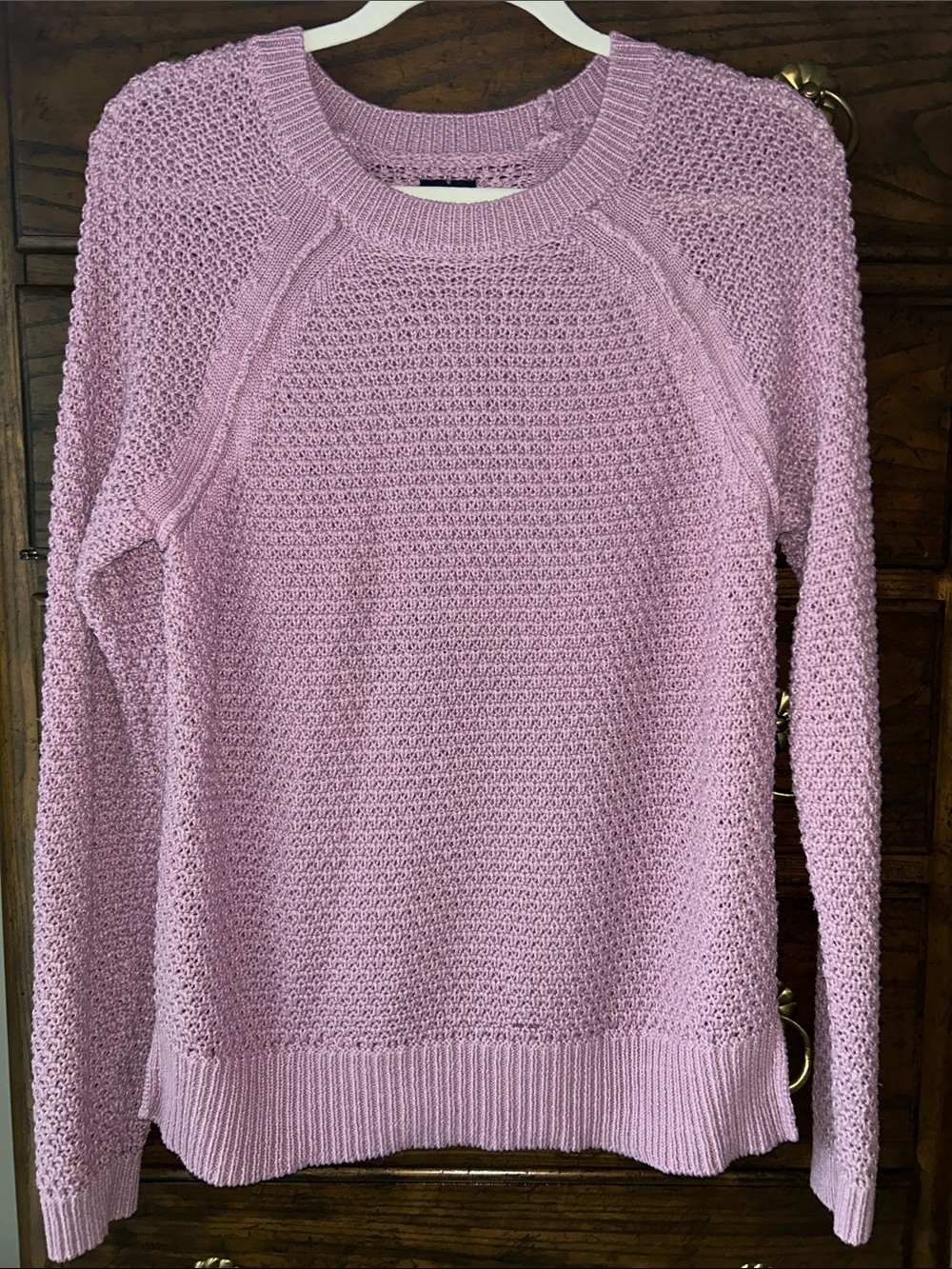 GAP Women’s Lilac Crewneck Textured Cotton Blend Knit Sweater, Size S